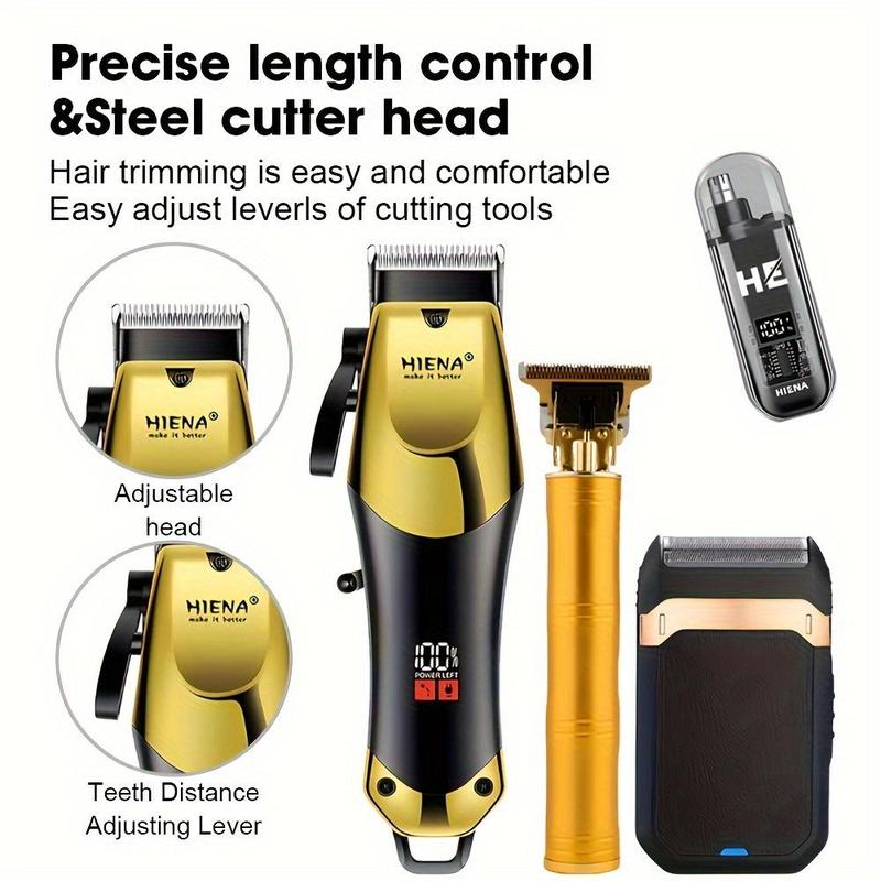 Professional Men's Grooming Kit, 1 Box Electric Hair Trimmer & Nose Hair Trimmer & Hair Shaver Set, LCD Display Hair Trimmer for Precise Cutting