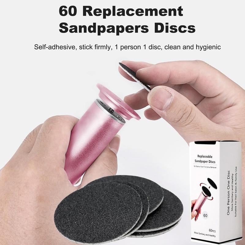 Skin Remover Callus for Home Nail ,Electric Foot Adjustable Rotatable Electronic Foot Dead 1 Box 60pcs Foot File Sandpaper Manicure Nail Care Nail Art