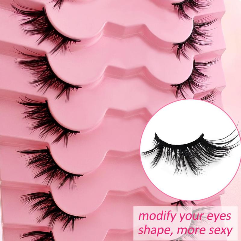 Half-eye False Eyelashes, 7 Pairs Natural Faux Lashes, Volumized False Eyelashes For Women And Girls Makeup Enhancement, Christmas, Christmas Gift