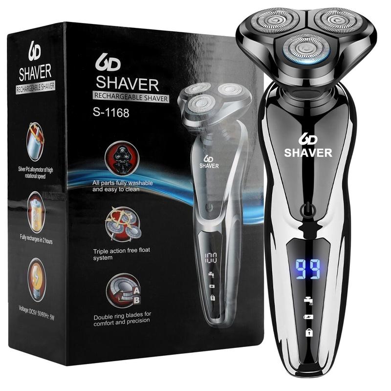 Mens Wet   Dry Electric Shaver Trimmer Rotary Razor Beard Shaving USB Rechargeable, Brush Comfort Waterproof For Father's day Gift.