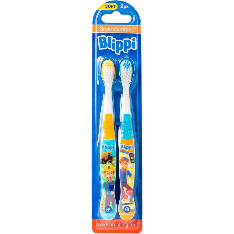 Brush Buddies Blippi Kids Toothbrushes, Manual Toothbrushes for Kids, Toothbrush for Toddlers 2-4 Years, Blippi Childrens Toothbrush, Soft Toothbrushes, 2PK