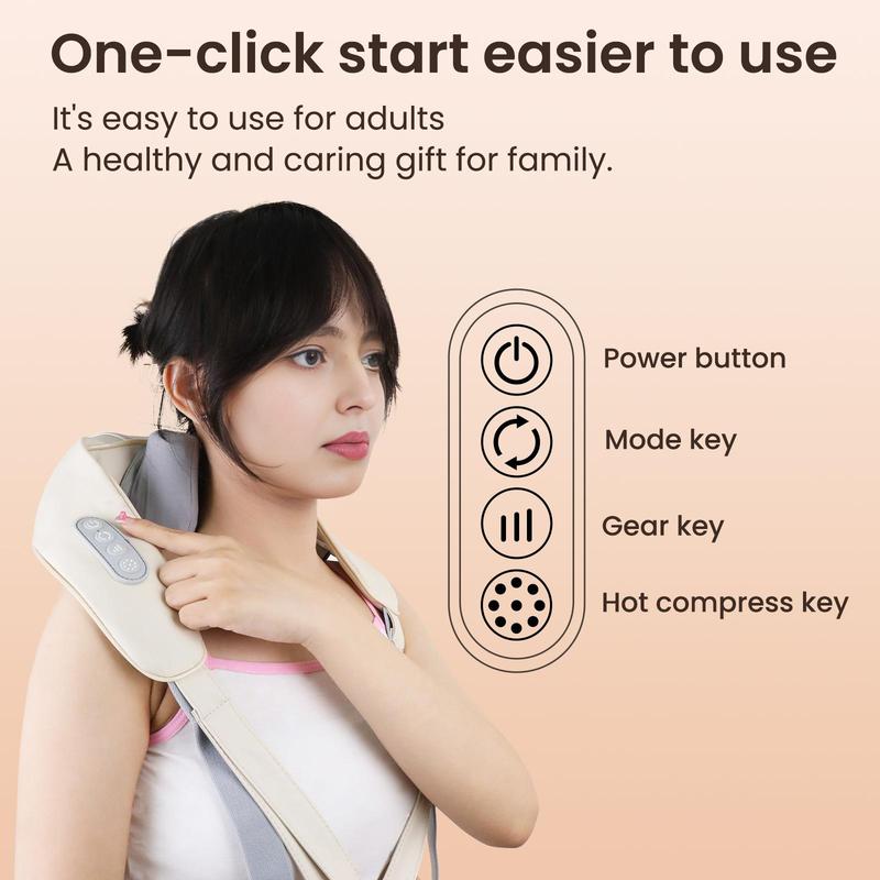 Neck Massager, Shiatsu Neck Shoulder Massager, Portable Electric Kneading Massager, Best Gifts for Mom Dad, Christmas Gifts