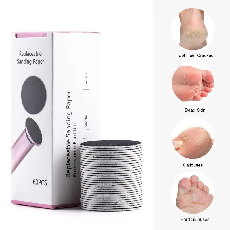 Electric Foot File Replacement Sandpaper, 60pcs box Callus Remover Sandpaper, Pedicure Tool for Home & Salon Use