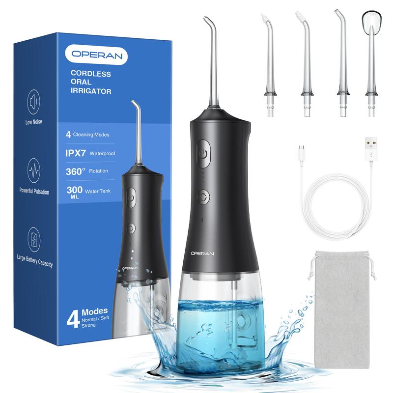 Operan Water Flosser  with 4 Modes and Nozzles Rehargeable Portable Cordless Oral Irrigator for Home & Travel, Christmas,Fall Gift,Winter Gift,Gift