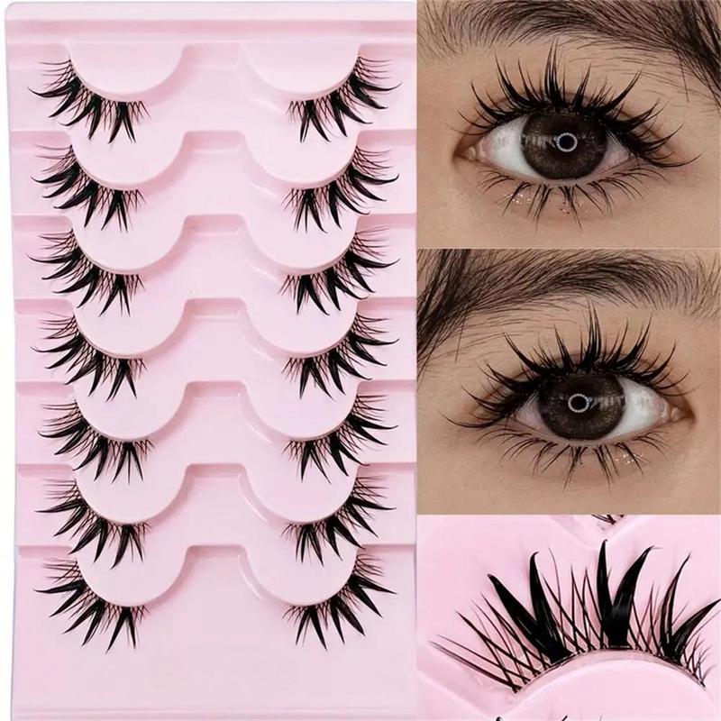 Transparent Stem Half Eye Lashes, 7 Pairs Natural Long 3D Lashes, Dramatic Clusters Manga Lashes, False Eyelashes For Cosplay Lashes