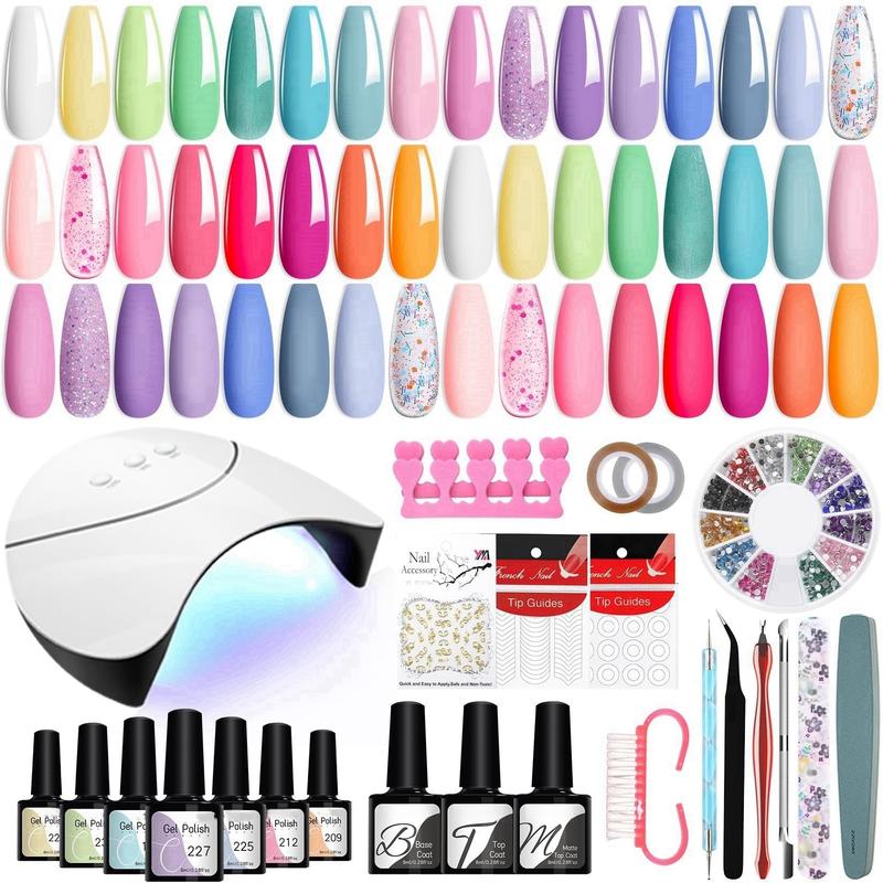 42 Pcs Gel Nail Polish Kit with UV Light Nail Art