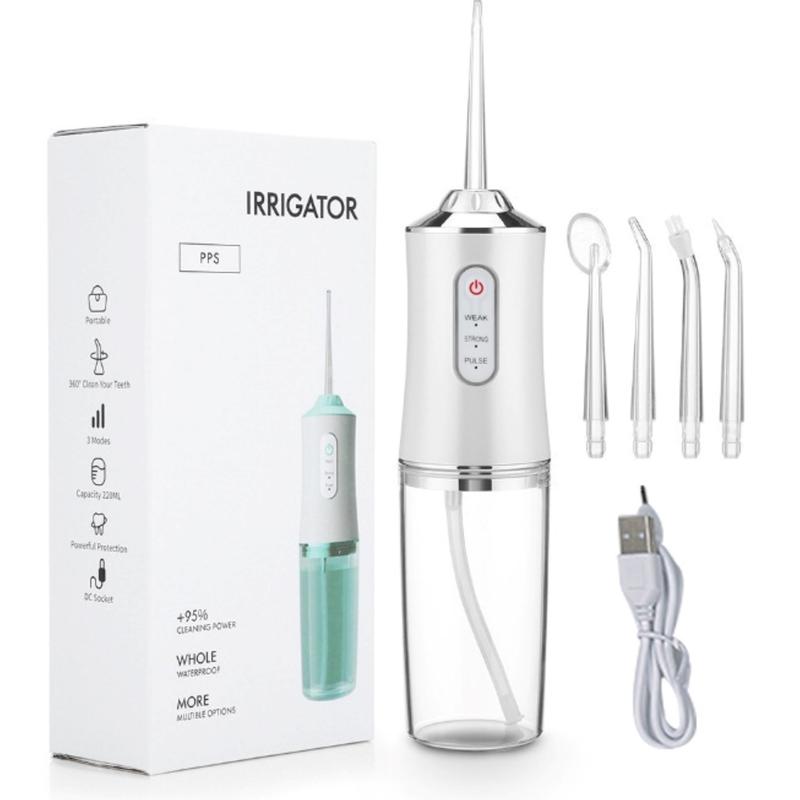 Cordless Water Flosser, 3 Modes, 4 Nozzles, USB Rechargeable, Ideal for Home & Travel Oral Care