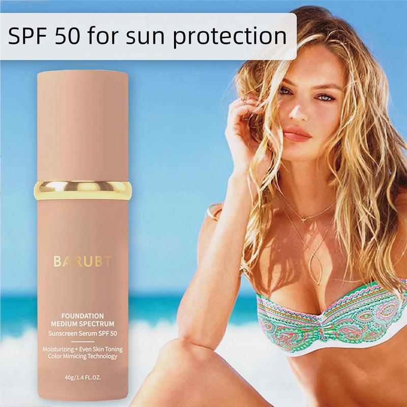 Sun Protection,4 in 1 Light Spectrum,Suncreen, 4 in 1 Foundation Sunscreen,  Liquid-Foundation 4 In 1 Medium Spectrum,  Hydrating Medium Full Coverage Concealer with SPF 50+, Skincare