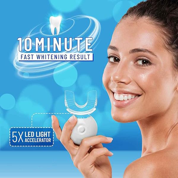 Teeth Whitening Kit with LED Light, 10 Min Non-Sensitive Fast Teeth Whitener with 3 Carbamide Peroxide Teeth Whitening Gel, Helps to Remove Stains from Coffee, Smoking, Wines, Soda, Food