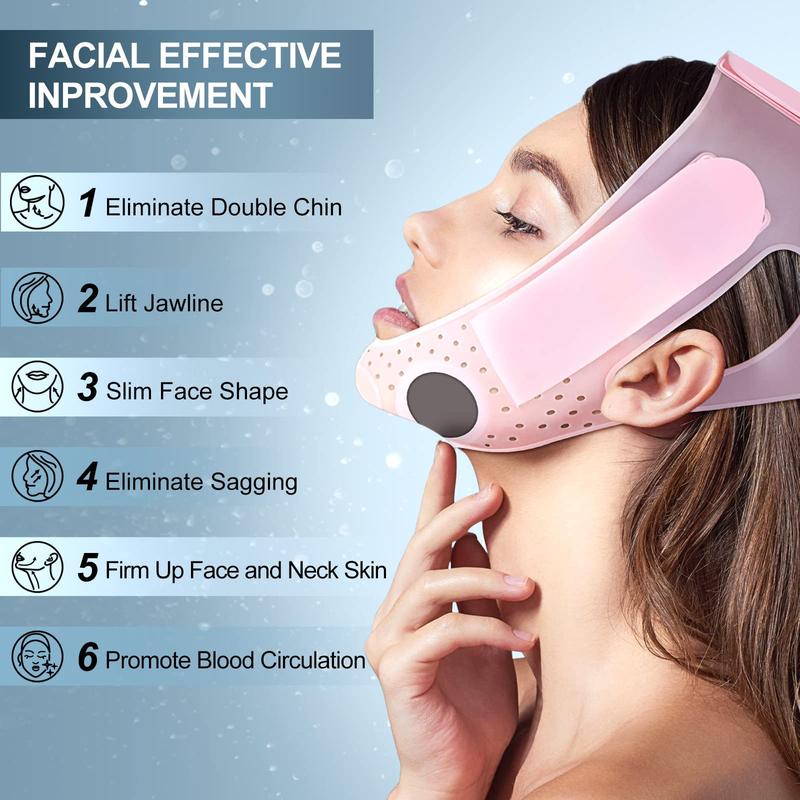 JUSRON Reusable V-line Shaping Face Msak High elasticity Soft Silicone Chin Strap Face Shaper to Removing Double Chin for Women and Men