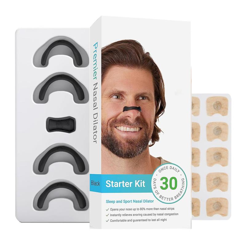 Breathing Nasal Strip Starter Kit (30 Pairs) - Boost Oxygen Intake, Reduce Snoring, Improve Sleep Quality - Sweat Resistant, Skin Safe Nasal Strips - Extra Strength Snoring Solution Extra Strength nasal strip skin safe