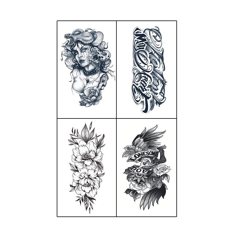 Herbal Temporary Tattoo Sticker, 4 Counts set Waterproof Temporary Tattoo Decals, Body Art Decoration for Party Festival