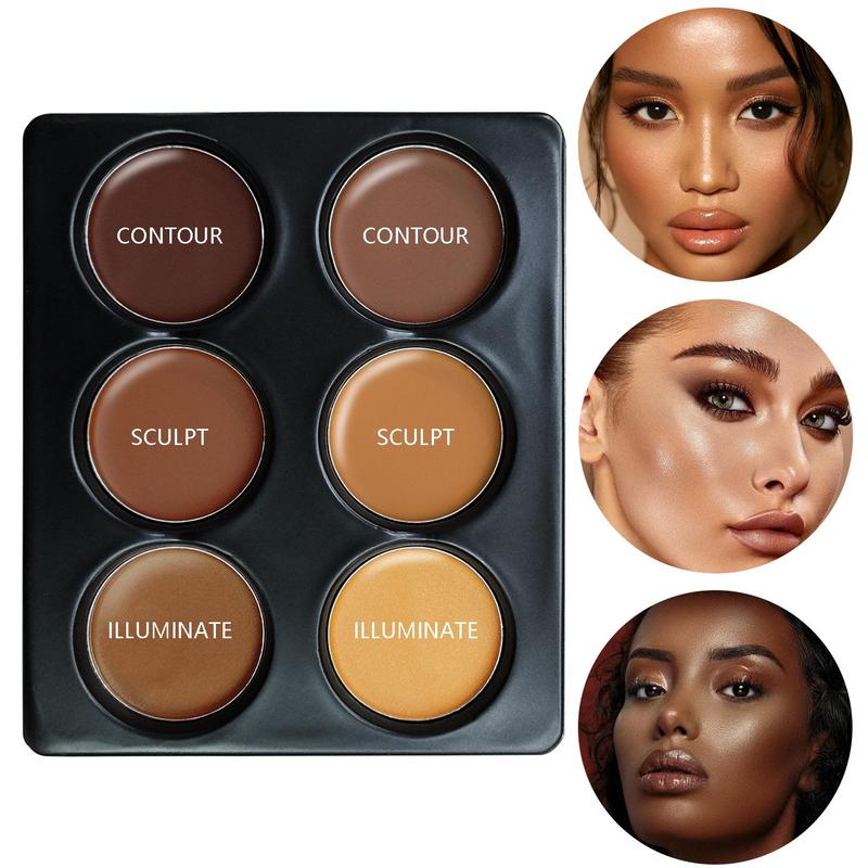 6 Color Concealer Palette, Waterproof Contour Cream, Long Lasting Highlighter Cream, Facial Makeup Product For Women & Girls