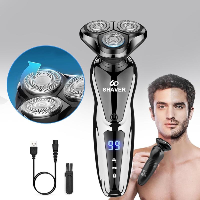 Mens Wet   Dry Electric Shaver Trimmer Rotary Razor Beard Shaving USB Rechargeable, Brush Comfort Waterproof For Father's day Gift.