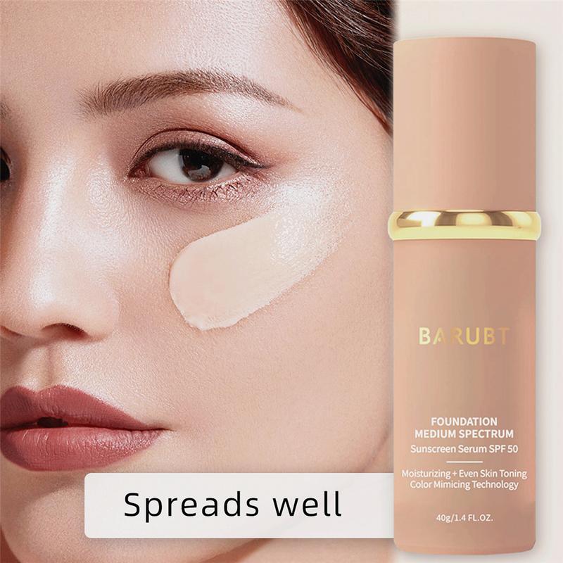 Sun Protection,4 in 1 Light Spectrum,Suncreen, 4 in 1 Foundation Sunscreen,  Liquid-Foundation 4 In 1 Medium Spectrum,  Hydrating Medium Full Coverage Concealer with SPF 50+, Skincare