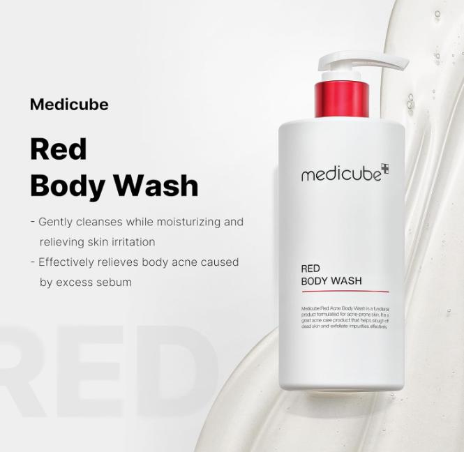 Medicube Red Acne Body Wash 14.52 Fl.oz I Low pH and Hydrating Cleanser Suitable for Bacne Treatment | Korean Skin Care-medicube Body Care Hyaluronic