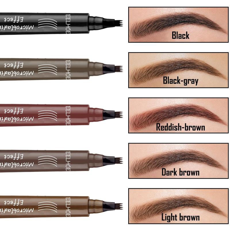 4 Fork Eyebrow Pencil, Waterproof Long Lasting Eyebrow Pencil, Brow Styling Brush, High Pigmented Brow Shading & Filling Pencil