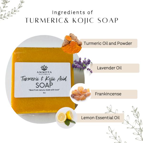 Turmeric Kojic Face and Body Soap - All Natural Skincare for Daily Use - Lemon