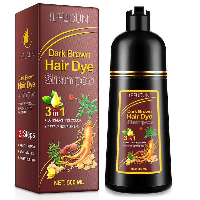 SEFUDUN 3-in-1 Black Hair Dye Shampoo - Quick Coloring, Cleansing, and Care, for Women Men (Black)