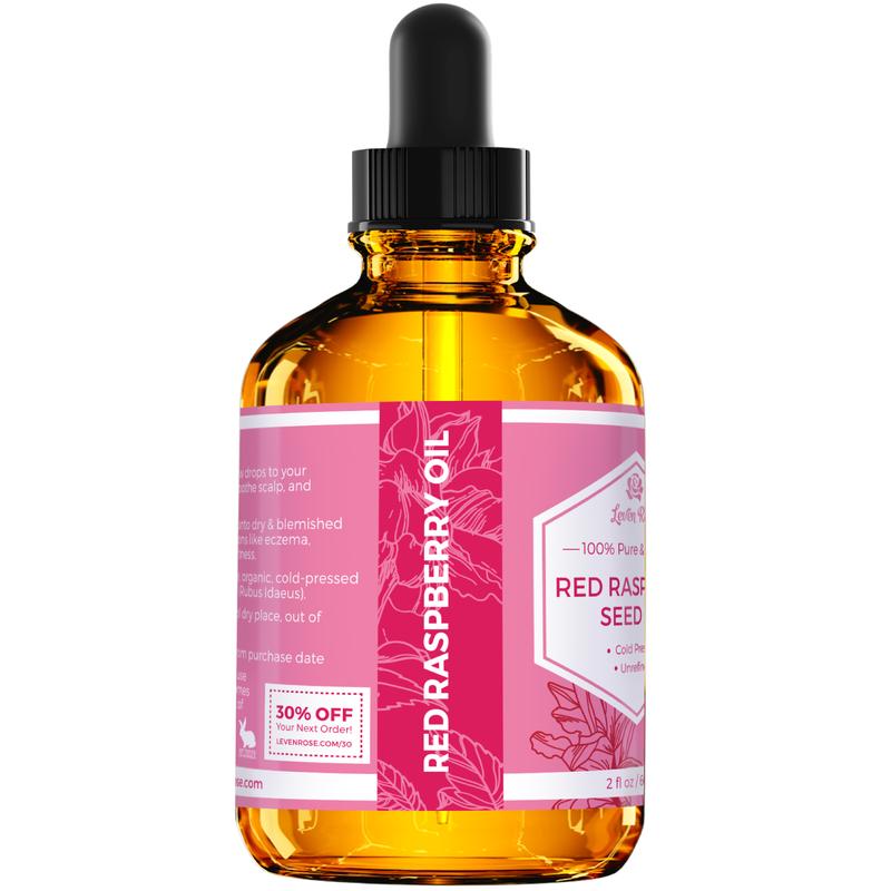 Leven Rose Red Raspberry Seed Oil 2oz – Organic Skincare Packed with Cleansing, Moisturizing & Hypoallergenic for Sensitive Skin Repair and Pore