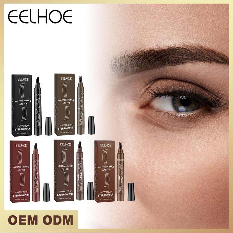 4 Fork Eyebrow Pencil, Waterproof Long Lasting Eyebrow Pencil, Brow Styling Brush, High Pigmented Brow Shading & Filling Pencil