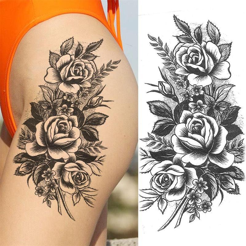 Flower Pattern Temporary Tattoo Sticker, 10pcs set Realistic Fake Tattoo Sticker, Body Art Decoration for Women & Men