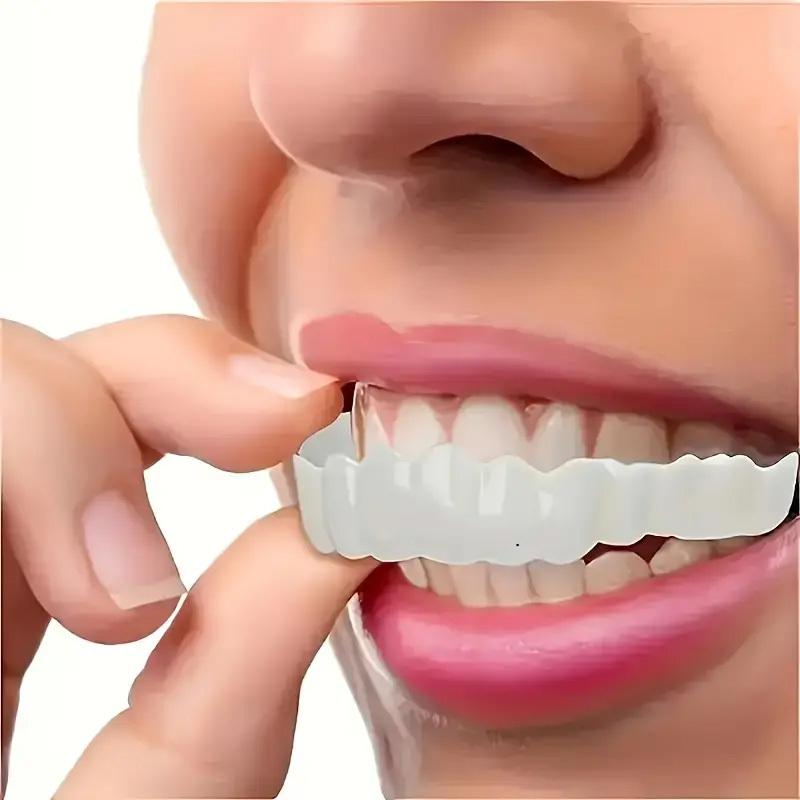 Two boxes of four pieces of fitted veneer dentures, white denture top veneer denture accessories, suitable for men and women