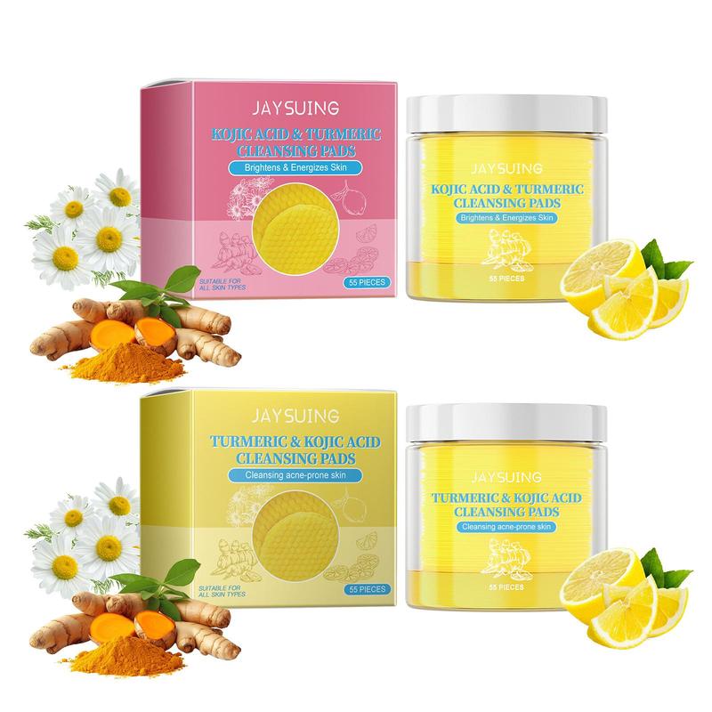 Turmeric & Kojic Acid Cleansing Pads, 1 Box Gentle Exfoliating Brightening Facial Pads, Facial Skin Care Product for All Skin Types