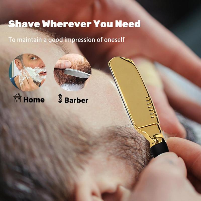 Men's Manual Razor with Silicone Handle, Zinc Alloy Spring Razor Head, Shaving Tool for Men, Hair Trimmer for Face, Beard, Mustache, Eyebrow