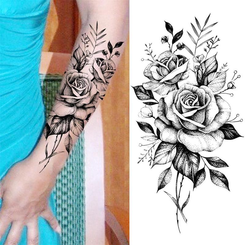 Flower Pattern Temporary Tattoo Sticker, 10pcs set Realistic Fake Tattoo Sticker, Body Art Decoration for Women & Men