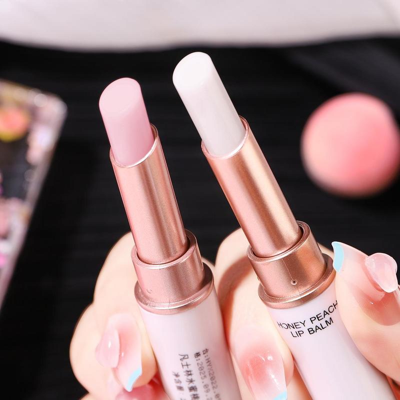 Peach Scent Lip Balm, 2pcs set Moisturizing Lipstick, Hydrating Lip Balm, Nourishing Lip Stick, Lip Makeup Product for Girls & Women