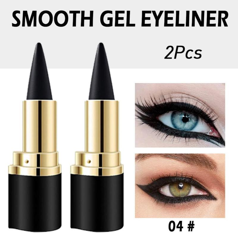 2 Pcs Black Gel Eyeliner,Matte Waterproof Eye Liner Pencils,Eye Black Eyeshadow Stick Makeup, Black EyeLiner Pencils，Delineador De Ojos Contra El Agua