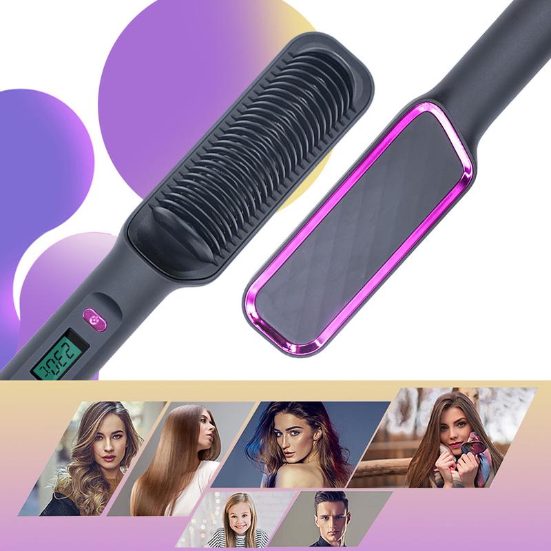 Hair Iron, Hair Straightener Comb with Brush and Comfort Features hair straightening  hairwaver Salon,Fast Heated Hair Styling Tools,Christmas Gift