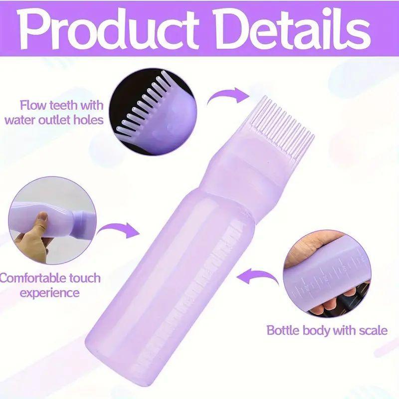 Silicone Hair Dye Bottle Set, 2 Counts set Hair Dye Bottle & Head Massage Brush, Heatless Styling Tool for Home & Salon Use, Christmas Gift