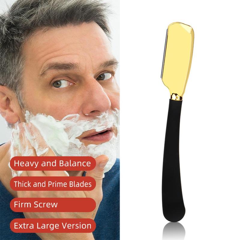 Men's Manual Razor with Silicone Handle, Zinc Alloy Spring Razor Head, Shaving Tool for Men, Hair Trimmer for Face, Beard, Mustache, Eyebrow