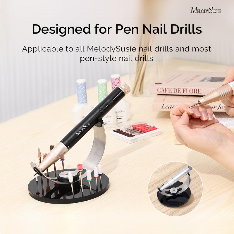 MelodySusie Nail Drill Holder, Nail Drill Pen & Bits Stand,10 Holes Acrylic Drill Bits Holder Manicure Nail Care