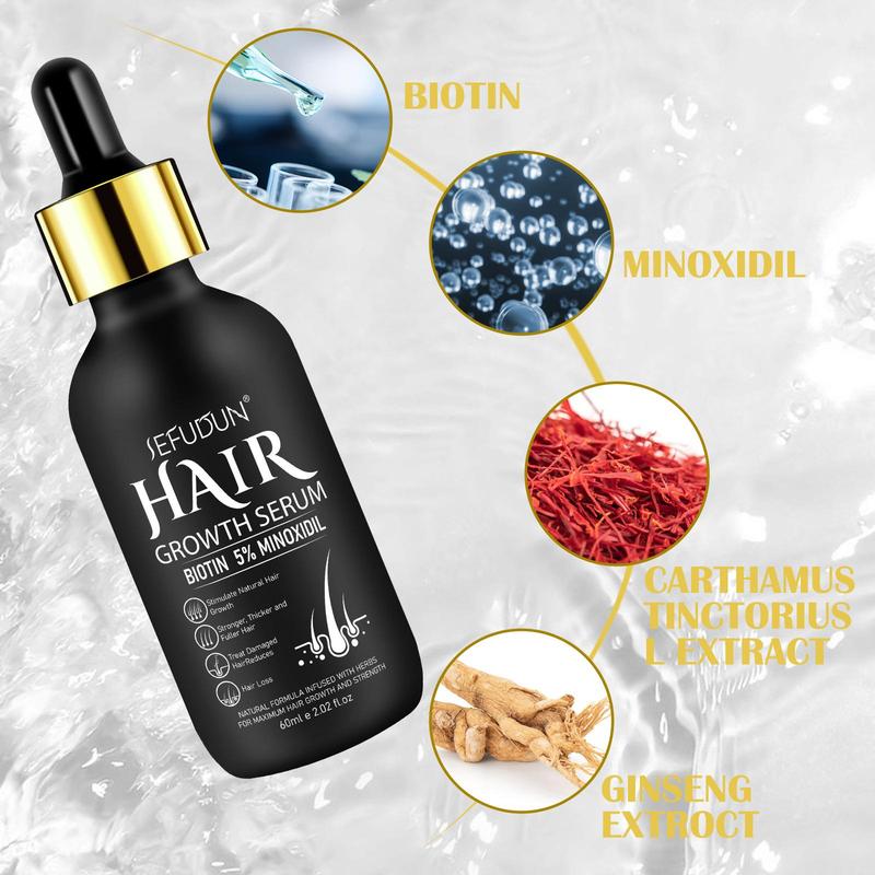 3Counts 5% Minoxidil Hair Serum for Men and Women, Hair Care Serum for Thicker Longer Fuller Hair, with Hair Roller Set