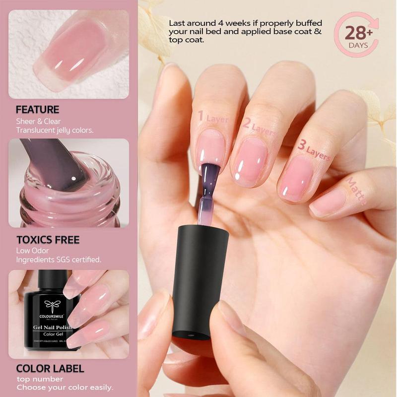 6 Color Gel Nail Polish Set, 6 Counts Soak Off Nail Polish, Nude Pink Nail Polish, Spring Summer Nail Polish, Manicure Set, Gifts for Girls Women