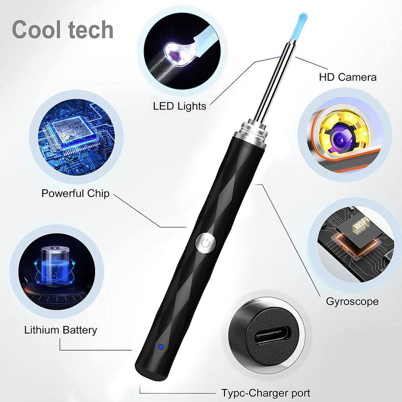 Intelligent Visual Ear Wax Remover with Camera, 1 Set Rechargeable Ear Wax Removal Tool Kit with Accessories, Portable Ear Cleaning Tool Kit for Daily Use, Christmas Gift, Ear Wax Removal Tool