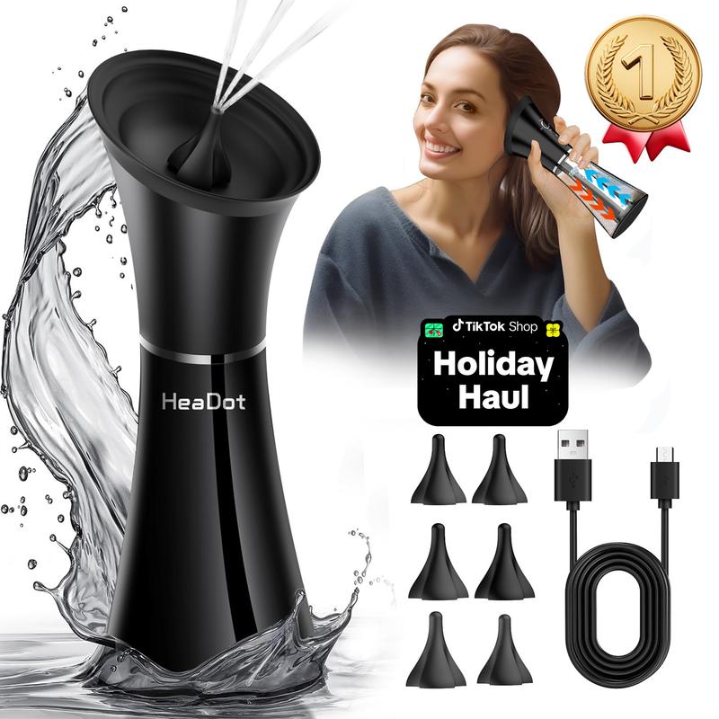 HeaDot Electric Ear Wax Removal - Water Spray, Rechargeable, Temp Detection, IPX7 Waterproof, Effective Ear Flushing System - Viral Ear Cleaner