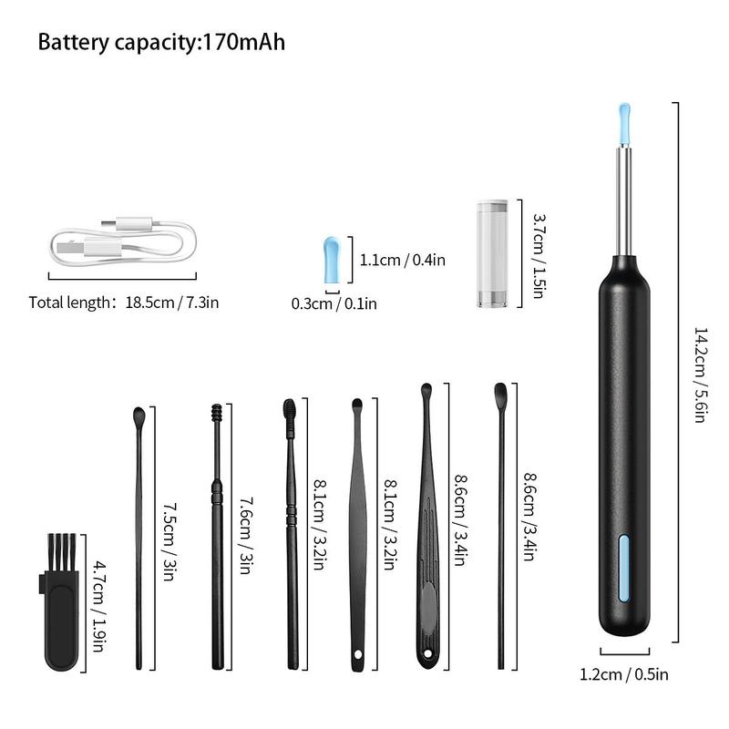 Ear Wax Removal Kit with Camera, 1 Box Ear Cleaner with 8 Counts Ear Pick Accessories, Earwax Removal Kit for Adults, Personal Care Products