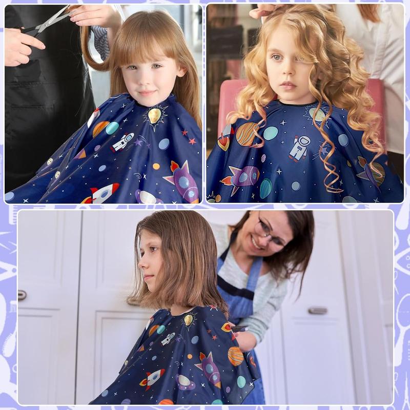 Kids Hair Cutting Cape,Professional KidsCape and Neck Duster Brush Cartoon Hairdresser Apron with Adjustable Closure for Children SalonSupplies for Kids & Adults 55x39 Inches