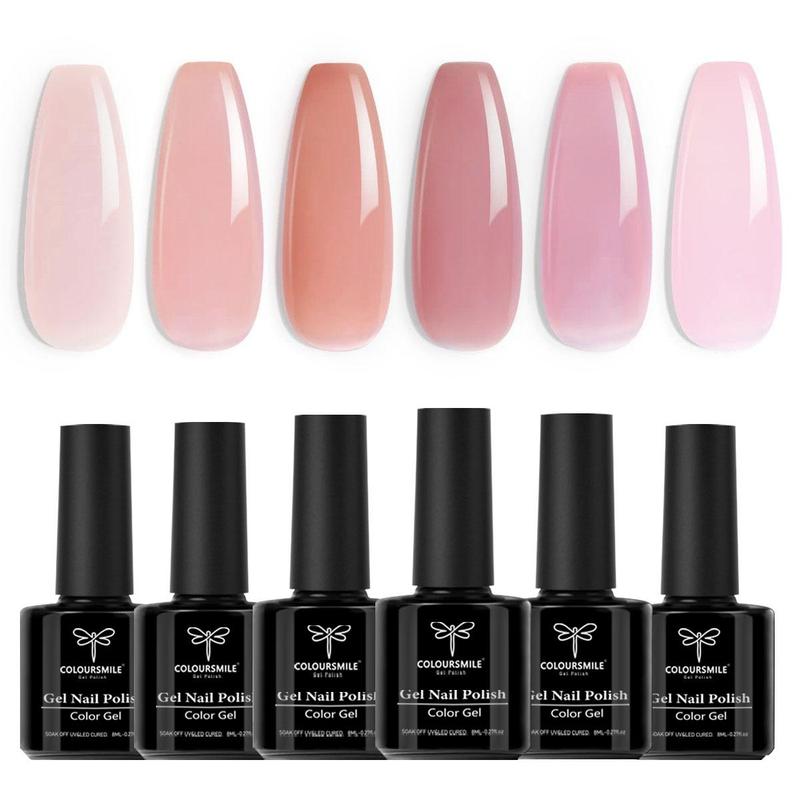 6 Color Gel Nail Polish Set, 6 Counts Soak Off Nail Polish, Nude Pink Nail Polish, Spring Summer Nail Polish, Manicure Set, Gifts for Girls Women