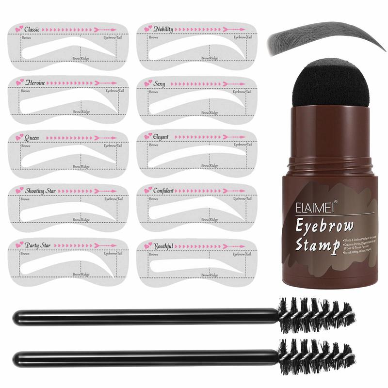 Eyebrow Stamp with Eyebrow Brush & Eyebrow Stencil Kit (13pcs set), Waterproof Eyebrow Stamp Powder, Eye Brow Makeup Tool Kit for Women and Girls