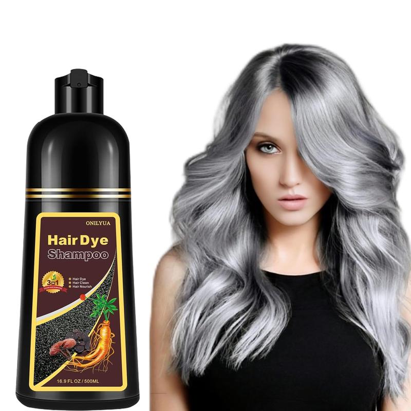 3-in-1 Silver Gray Hair Dye Shampoo, Instant Color for Men and Women, Long-Lasting and Natural.