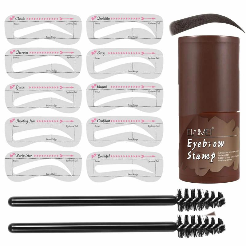 Eyebrow Stamp with Eyebrow Brush & Eyebrow Stencil Kit (13pcs set), Waterproof Eyebrow Stamp Powder, Eye Brow Makeup Tool Kit for Women and Girls