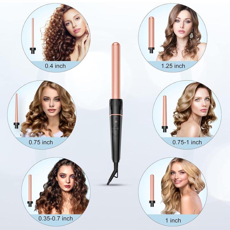 6 in 1 Curling Iron Wand Set, 1 Set Dual Voltage Ceramic Barrel Hair Curler with Glove & Clips, Hair Styling Tool for Home & Salon Use