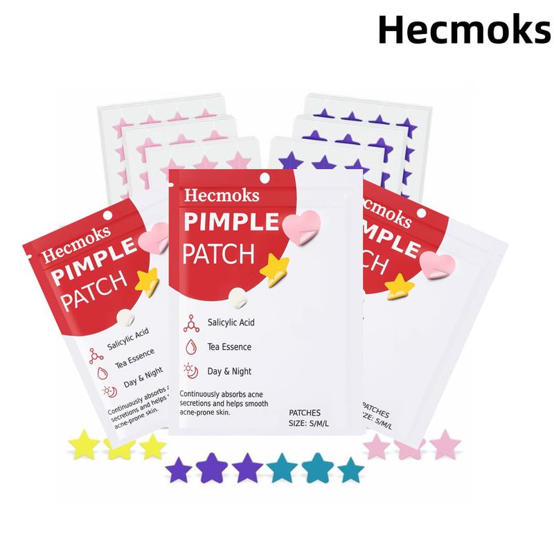 Hecmoks Pimple Patches for Face, Hydrocolloid Acne Patches, Cute Star Zit Covers, Colorful Spot Stickers with Tea Tree, Salicylic Acid & Cica Oil| 3 Sizes Skincare Calendula Skincare Calendula Skincare Calendula Skincare Calendula Matte Uv