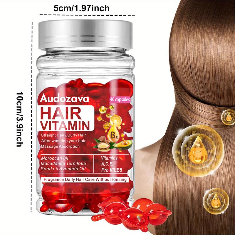 Hair Repair Serum Capsules Red, Enriched with Argan, Macadamia & Avocado Oils - Vitamins A C E Pro B5 - Unisex Hair Conditioner Treatment, Repair Damaged Hair