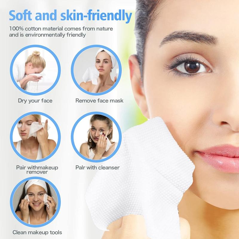 Disposable Face Towel, 1 2 4 Packs Soft Cotton Facial Dry Wipes, Multi-purpose Facial Cleansing Towel for Skin Care, Makeup Remover, Perfect for Home Outdoor Travel